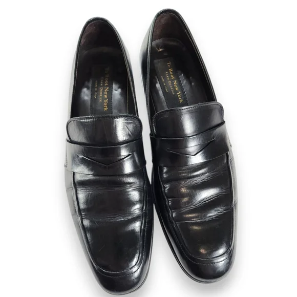 To Boot New York Adam Derrick Black Leather Penny Loafers Size 10.5 - Picture 6 of 13